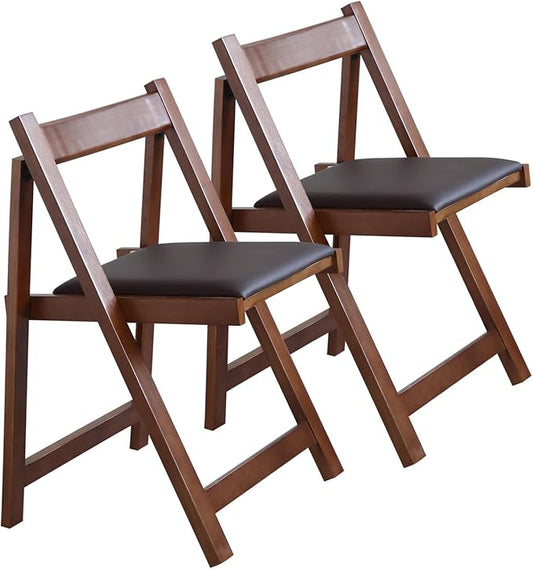 COMUHOME Folding Dining Chairs with Padded Seat Lightweight sillas para Fiestas,2 Pack Folding Chair for Dinner,Party Wedding,Picnic Event, 196LB Weight Capacity(Walnut)