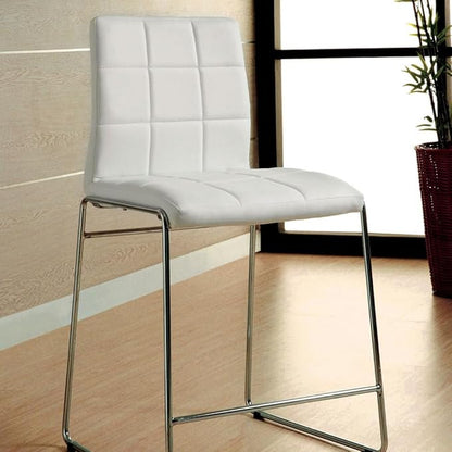 Counter Height Dining Chairs with Leatherette Seat and Chrome Metal Legs for Kitchen Island Seating