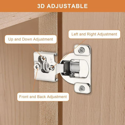 Probrico 10 Pair -20 Pcs 1/2 Inch Overlay Cabinet Hinges, Stainless Steel Soft Close Face Frame Hinges for Kitchen, Concealed Self-Closing Door Hinges
