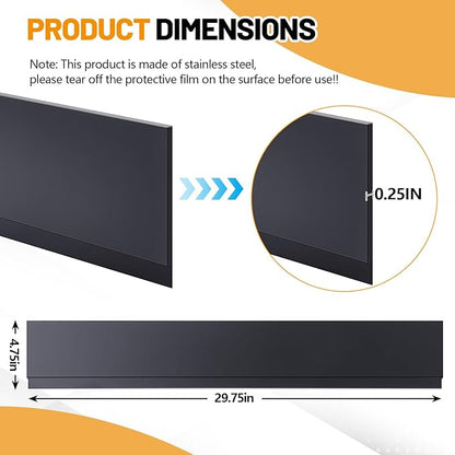 Moxweyeni Front Control Freestanding Range Universal Backguard 29.72" L x 4.72" W Stainless Steel Backsplash for Stove, Easy Installation Hood Backsplash for Most Kitchen Brands Stove(Black)