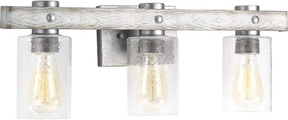 Progress Lighting Gulliver Collection 3-Light Clear Seeded Glass Coastal Bath Vanity Light Galvanized