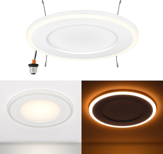 Maxxima 5 in. & 6 in. Retrofit Recessed LED Downlight with Night Light, 1200 Lumens, 11 Watts, 5 CCT 2700K/3000K/3500K/4000K/5000K, 2000K Night Light, Dimmable, 90 CRI