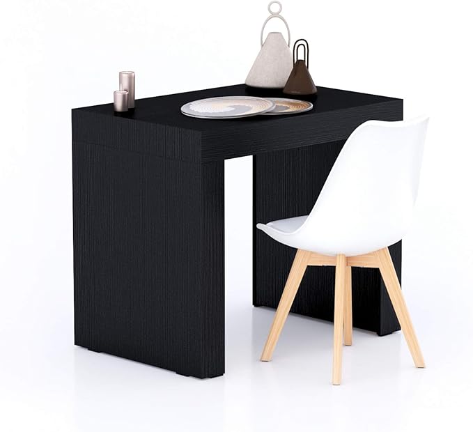 Mobili Fiver, Evolution Dining Table 35.4 x 23.6 in, Ashwood Black with Two Legs, Made in Italy