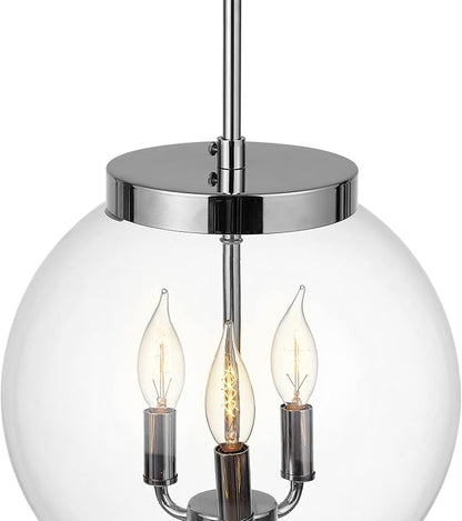 Globe Electric 60887 Sevda 3-Light Chandelier, Chrome, Clear Glass Shade, Bulb Not Included