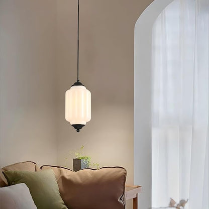 Vintage Schoolhouse Pendant Light Milk Glass Pendant Light White Farmhouse Chandelier Glass Pendant Light Fixture for Kitchen Island Lighting, Dining Room, Foyer, Bulb Included