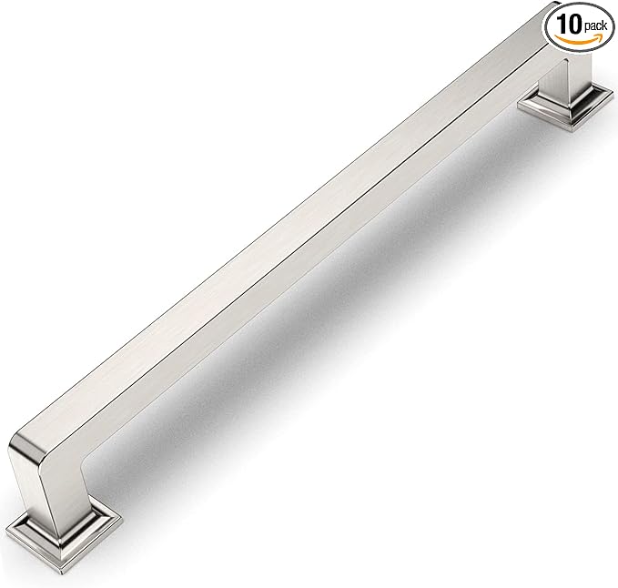 Amerdeco 10 Pack Brushed Satin Nickel Cabinet Pulls 10 Inch(256MM) Hole Centers Kitchen Cabinet Handles Cabinet Hardware Kitchen Handles for Cabinets Cupboard Handles Drawer Pulls ZH0019…