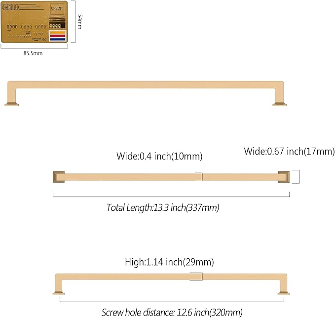 Amerdeco 10 Pack Champagne Bronze Cabinet Pulls 12.6 Inch(320MM) Hole Centers Kitchen Cabinet Handles Cabinet Hardware Kitchen Handles for Cabinets Cupboard Handles Drawer Pulls ZH0019