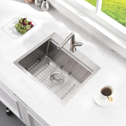 21 Inch Drop In Bar Sink Workstation-Bokaiya 21x20 Small Stainless Steel Drop In Outdoor Rv Sink Wet Bar 16 Gauge Top Mount Single Bowl Kitchen Sink with Cutting Board