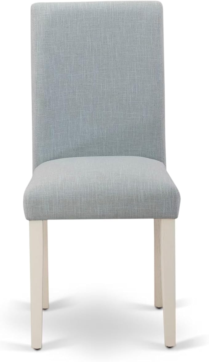 East West Furniture ABP0T15 Abbott Parson Dining Chairs - Baby Blue Linen Fabric Upholstered Chairs, Set of 2, Linen White