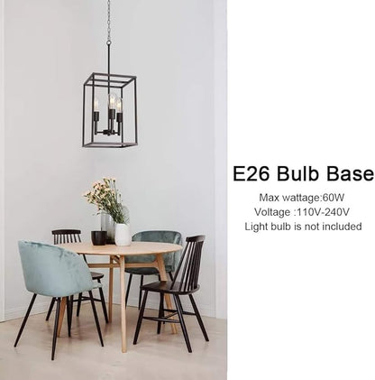 VINLUZ 3 Light Farmhouse Chandelier Black Fixture