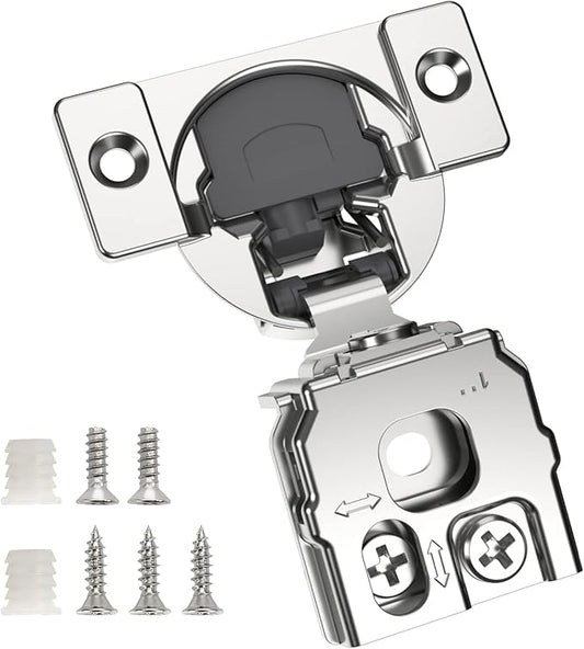 Chibery 2 Pack 1" Overlay 3D Soft Close Concealed Hinge for Face Frame Door, Smooth Slow Self Closing Hinges, Satin Nickel, Hidden 105° Open Angle Stainless Steel Hinge for Kitchen Cabinet Door