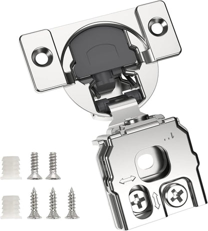Chibery 20 Pack 1" Overlay 3D Soft Close Concealed Hinge for Face Frame Door, Smooth Slow Self Closing Hinges, Satin Nickel, Hidden 105° Open Angle Stainless Steel Hinge for Kitchen Cabinet Door