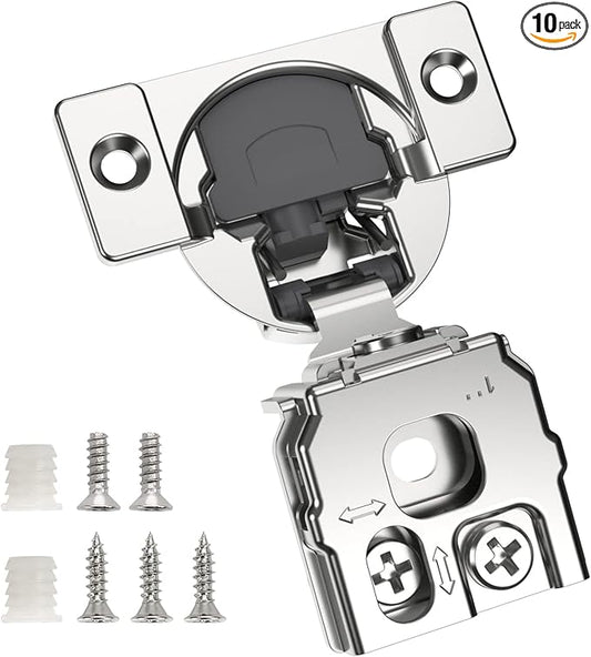 Chibery 10 Pack 1" Overlay 3D Soft Close Concealed Hinge for Face Frame Door, Smooth Slow Self Closing Hinges, Satin Nickel, Hidden 105° Open Angle Stainless Steel Hinge for Kitchen Cabinet Door