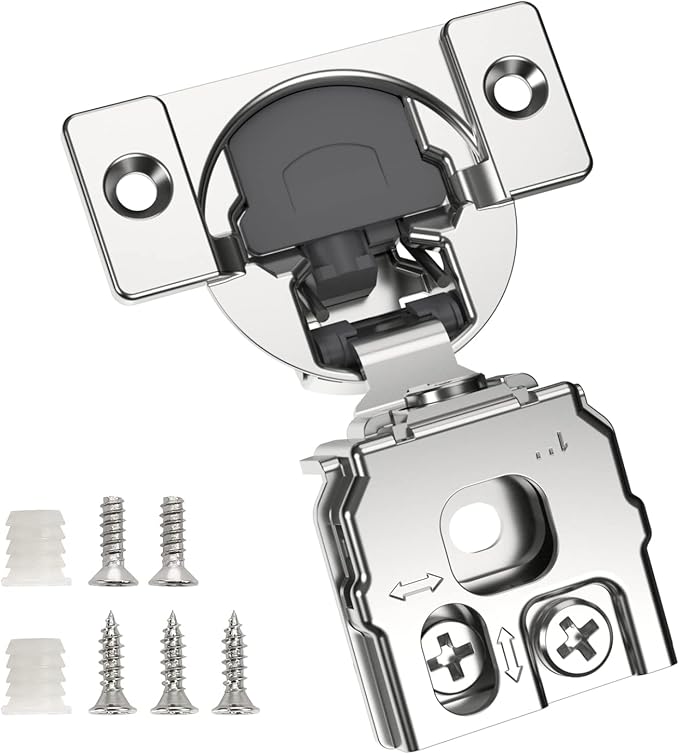 Chibery 8 Pack 1" Overlay 3D Soft Close Concealed Hinge for Face Frame Door, Smooth Slow Self Closing Hinges, Satin Nickel, Hidden 105° Open Angle Stainless Steel Hinge for Kitchen Cabinet Door