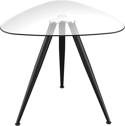 Mango Steam Lisbon 3-Sided Bistro Table, Tempered Glass Triangle Top - Modern Pub Table for Dining Room and Kitchen (Black)