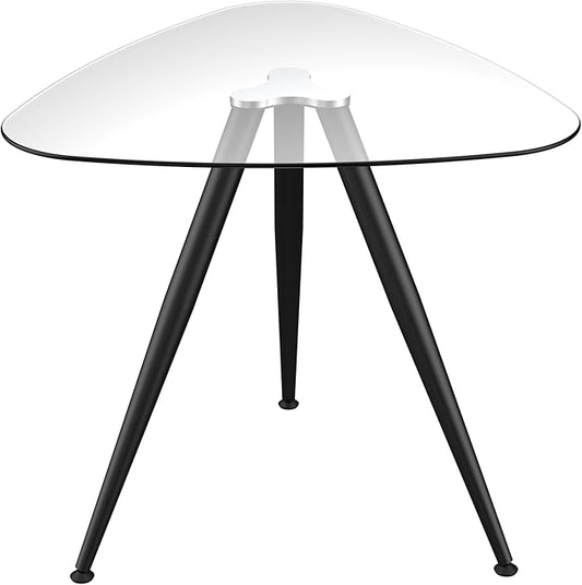 Mango Steam Lisbon 3-Sided Bistro Table, Tempered Glass Triangle Top - Modern Pub Table for Dining Room and Kitchen (Black)