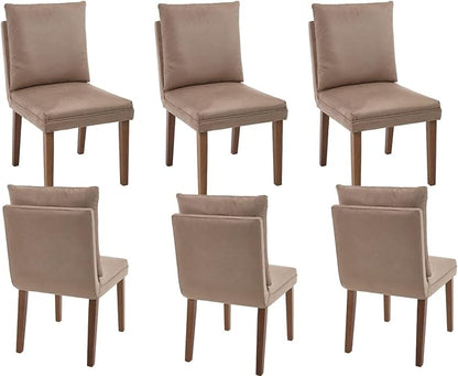 Farmhouse Parsons Dining Chairs Set of 6 - Comfy Upholstered Dining Set with Cushion & Solid Wood Legs, Armless Kitchen Chairs for Dining Room/Restaurant/Kitchen Island, Suede Khaki