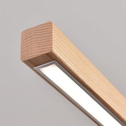 Wooden Linear Pendant Light 47" LED Pendant Light Dimmable Pool Table Island Lights Modern Linear Chandeliers for Dining Room Kitchen Ceiling Pendant Lamp for Dining Room Billiard Room Natural