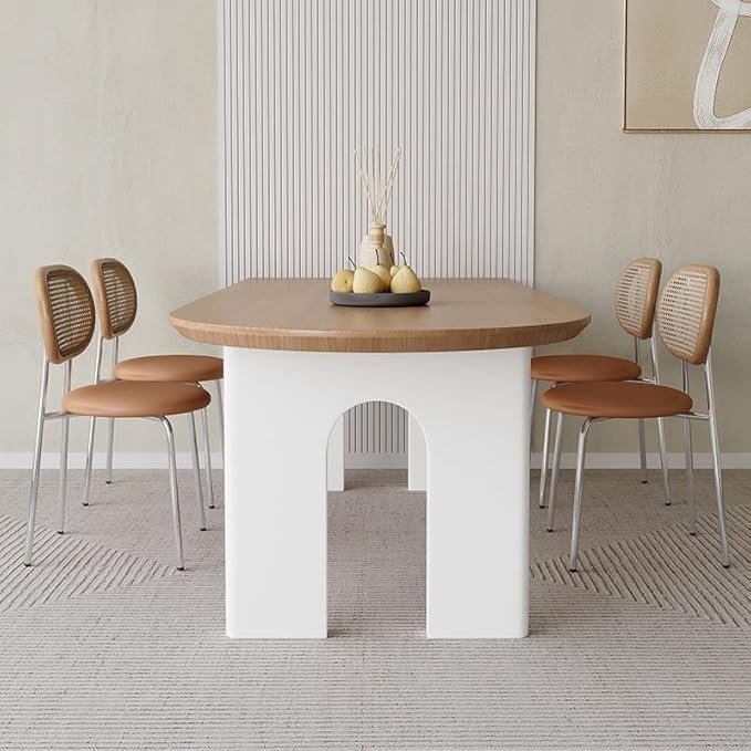 Dinning Table Solid Wood Island Table Restaurant Dining Table Rectangular Wall-Mounted Oval Home Desk Large Plate Dining Table Kitchen Dining Table(160cm)