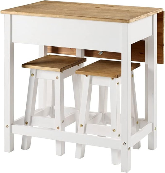 Furniture Dash - Drop Leaf Dining Table - Kitchen & Bar Height - 31.5" W x 23.6" D x 39.7" H - 60.5lb (White)