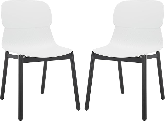 SAFAVIEH Couture Collection Abbie Retro White/Black Molded Plastic Dining Chair Set of 2