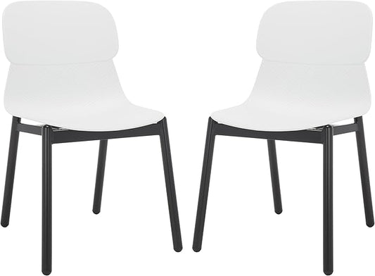 SAFAVIEH Couture Collection Abbie Retro White/Black Molded Plastic Dining Chair Set of 2