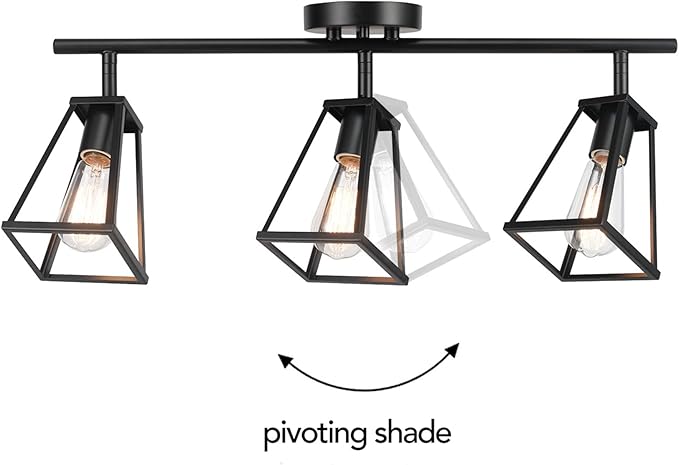 Globe Electric 64000005 25" 3-Light Track Lighting, Matte Black, Pivoting Track Heads, Lighting for Kitchen, Bathroom, Bedroom, or Dining Room, Living Room Ceiling Lights, Light Fixture