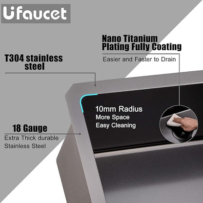 18x18 Inch Black Bar Sink Drop In, Gunmetal Black 16 Gauge Stainless Steel Small Prep Sink, Topmount Single Bowl 9 Deep RV Utility Kitchen Sinks with Drain