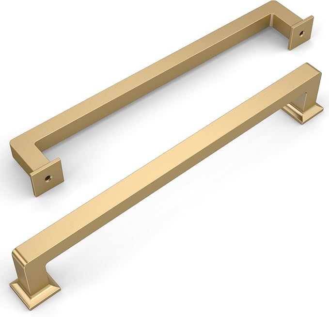 Amerdeco 10 Pack Champagne Bronze Cabinet Pulls 10 Inch Hole Centers Kitchen Cabinet Handles Cabinet Hardware Kitchen Handles for Cabinets Cupboard Handles Drawer Pulls ZH0019