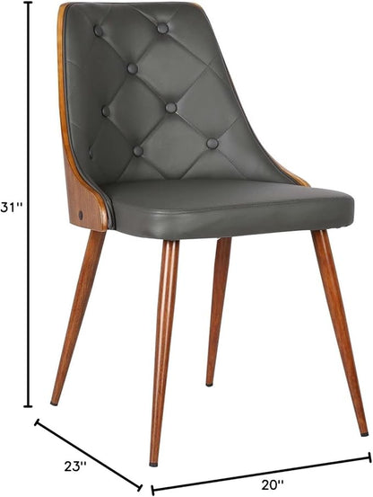 Armen Living Lily Dining Chair in Grey Faux Leather and Walnut Wood Finish 20 x 31 x 23