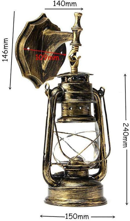 Futchoy FIKNEE Rustic Wall Sconce Lighting - Antique Vintage Lantern Light Fixture for Porch, Garden, Yard - Retro Outdoor Lamp (Green)