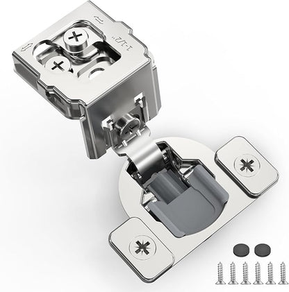 20 Pack 1 1/2" Overlay 3D Soft Close Hinges for Face Frame Kitchen Cabinet, 3 Way Adjust, Self Closing Concealed Cabinet Hinges-105 Degree