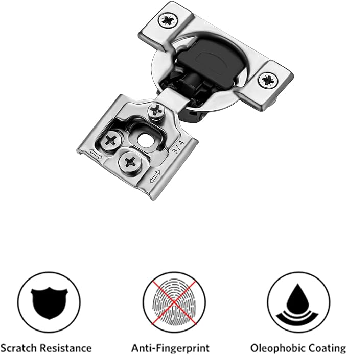 Ravinte 40 Pack 20 Pair 3/4 inch Overlay Soft Close Hidden Door Hinge for Kitchen Cabinet Stainless Steel Adjustable Satin Nickel Hardware