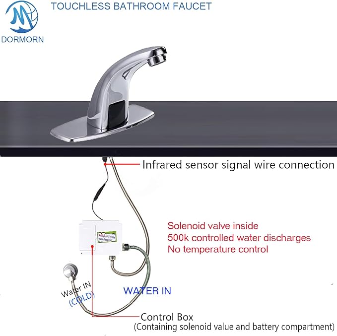 Touchless Bathroom Faucets Motion Sensor Faucet Commercial Infrared Automatic Faucets Automatic Restroom Faucet Hands-Free Toilet Commercial Faucet Cold Water