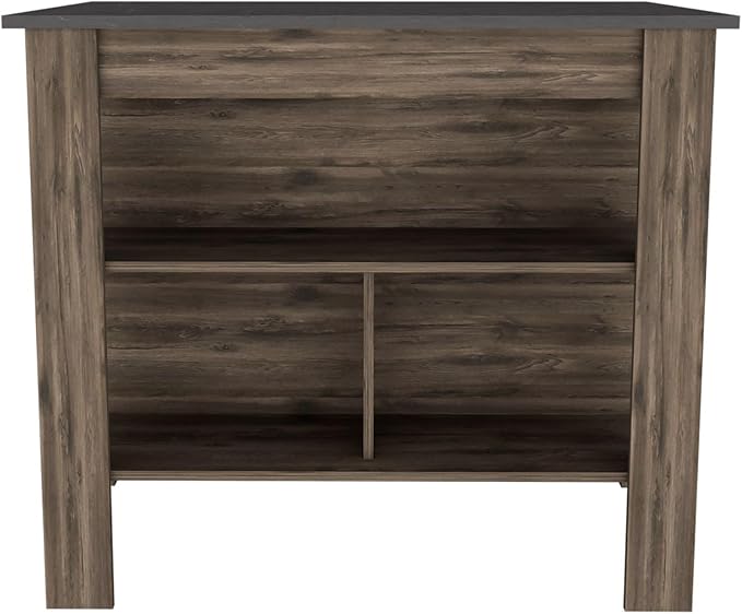 Modern Dining Table Kitchen Island Table 35in H Four Legs Three Open Shelves Sturdy Stable Easy Clean Adjustable Expandable Luxury Counter Console Living Room Decor