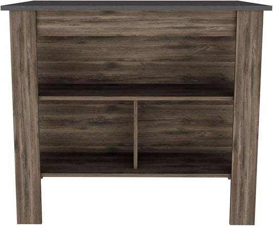 Modern Dining Table Kitchen Island Table 35in H Four Legs Three Open Shelves Sturdy Stable Easy Clean Adjustable Expandable Luxury Counter Console Living Room Decor