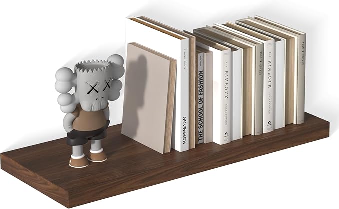 12 Inch Deep Floating Shelves, 30" W x 12" D Wood Floating Shelves for Wall, Large Storage Space Wall Mount Shelf with Invisible Brackets for Living Room Kitchen Bathroom, 1 Pack, Walnut