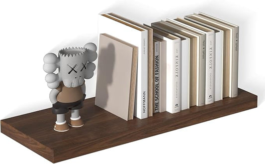 12 Inch Deep Floating Shelves, 30" W x 12" D Wood Floating Shelves for Wall, Large Storage Space Wall Mount Shelf with Invisible Brackets for Living Room Kitchen Bathroom, 1 Pack, Walnut