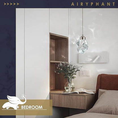 Modern Nickel Crystal Pendant Light, Dimmable LED Pendant Light Fixture for Kitchen Island Dining Room Bedroom Bathroom 5W Cool White 6000k