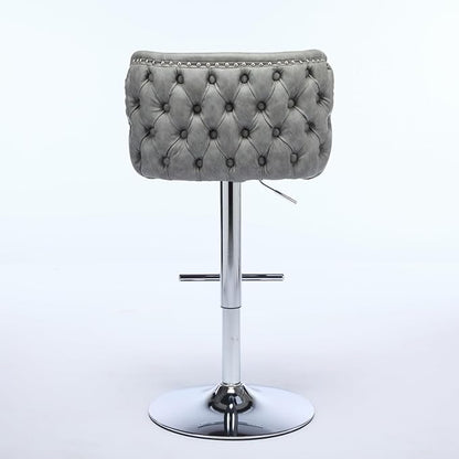 Furniture,Swivel Adjusatble Seat Height with Chrome Base, Modern PU Upholstered Bar Stools with The Whole Back Tufted, for Home Pub and Kitchen Island,Gray, Set of 2