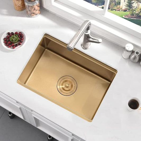 Gold Bar Sink Undermount Workstation-Bokaiya 14x19 Inch Gold Kitchen Sink Undermount Wet Bar Sink 16 Gauge Single Bowl Stainless Steel Workstation Bar Sinks with Cutting Board