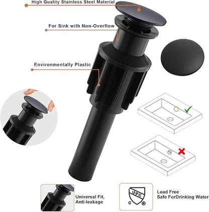 Wovier Matte Black Waterfall Bathroom Faucet,Single Handle Single Hole Brass Lavatory Vanity Vessel Faucet,Slanted Body Basin Mixer Tap Tall Body with Supply Hose and Pop Up Drain Assembly