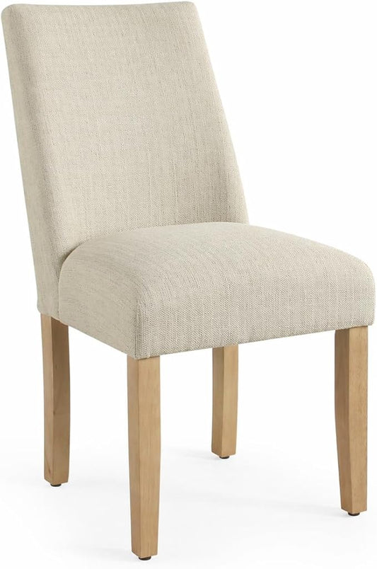 Homepop Home Decor | Upholstered Modern Curved Back Dining Chair | Single Dining Chair | Decorative Home Furniture, Linen Cream (Single Pack)