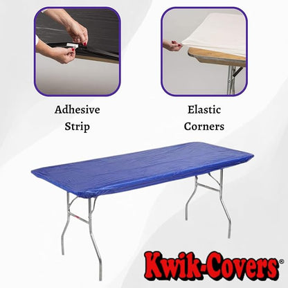 Kwik-Covers 6' Rectangle Plastic Table Covers 30" x 72", Bundle of 5 (Royal Blue)