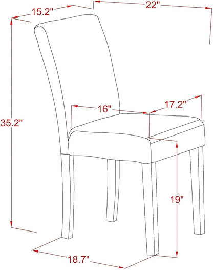 East West Furniture ABP2T64 Abbott Classic Parson Dining Chairs - White Faux Leather Upholstered Chairs, Set of 2, Linen White