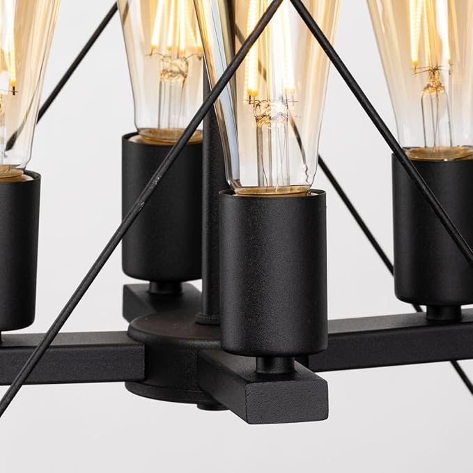 Progress Lighting Briarwood Collection 21 in. 4-Light Textured Black Farmhouse Foyer Chandelier with Painted Ceruse Black
