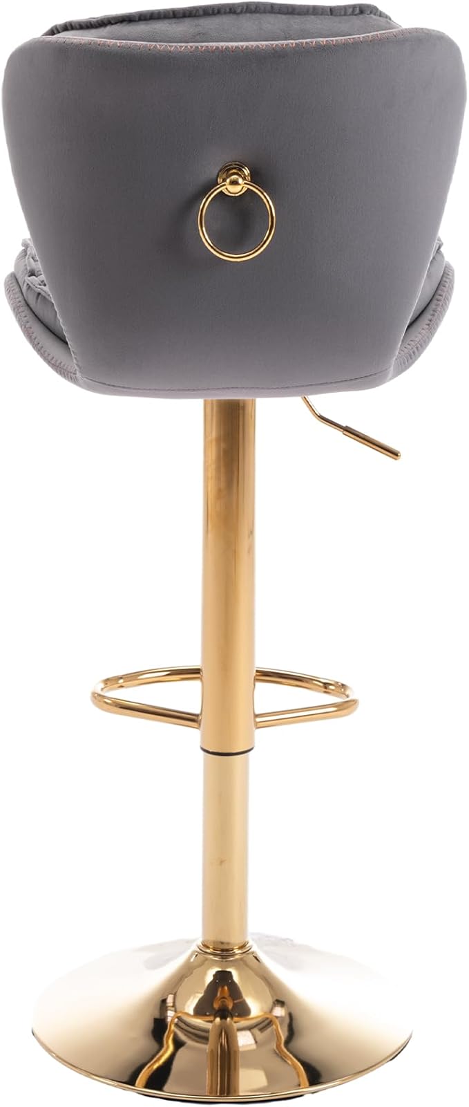 Rhomtree 24-33 Inch Swivel Bar Stools, Adjustable Counter Height Barstools, Velvet Tufted Back and Golden Footrest, Bar Chairs Kitchen Island, Cafe, Bar Counter, Dining Room, Coffee(Grey Set of 8)