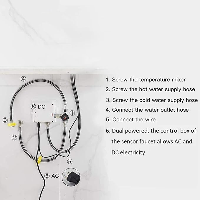 Two Automatic Sensor Control Box AC/DC Power Supply for Touchless Bathroom Sink Faucet Kitchen Eletronic Commercial Motion Activated Bath Tub Lavatory Basin Vanity Faucet Touch-Free Dual Powered
