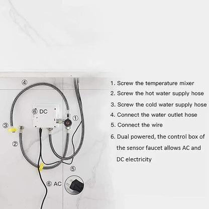 Two Automatic Sensor Control Box AC/DC Power Supply for Touchless Bathroom Sink Faucet Kitchen Eletronic Commercial Motion Activated Bath Tub Lavatory Basin Vanity Faucet Touch-Free Dual Powered