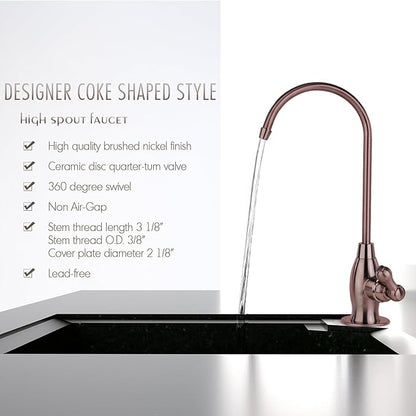 iSpring GK1-AW Reverse Osmosis Drinking Water Faucet, High Spout RO Faucet for Under Sink Water Filtration Systems, Antique Wine